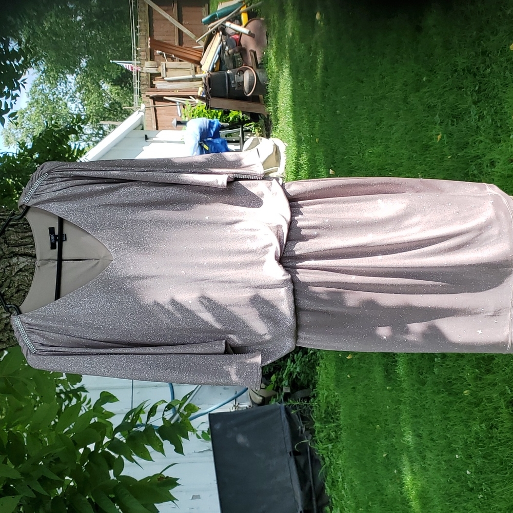 MSK Women's Formal Glitter Cream Colored Dress